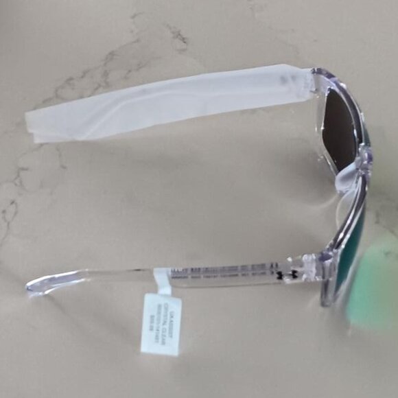 UNDER ARMOUR ASSIST Sunglasses Green Mirror Lens Rectangular Clear Frame NEW - Picture 6 of 12